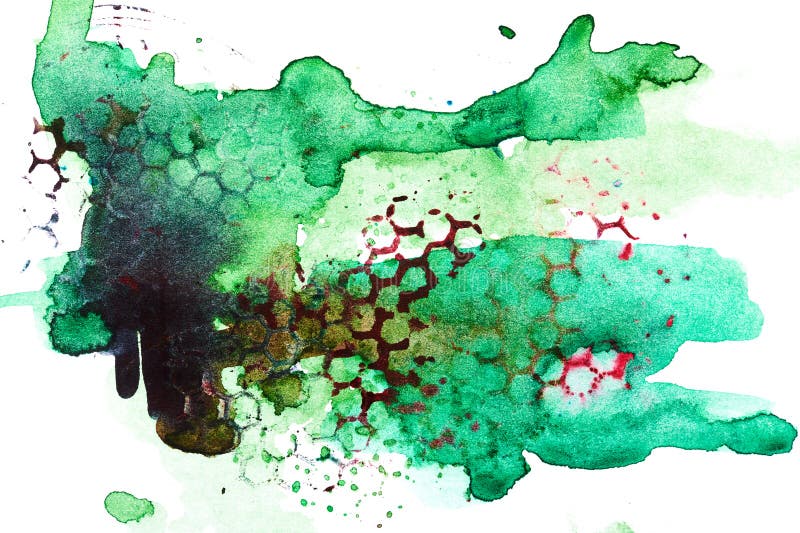 Multicolor brush strokes and paint spots on paper, bright contrasting background stock illustration
