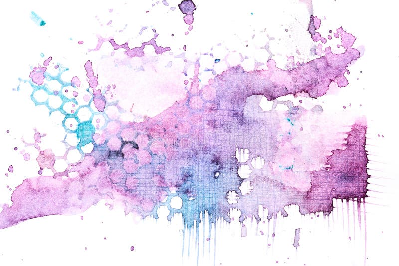 Multicolor brush strokes and paint spots on paper, bright contrasting background stock illustration