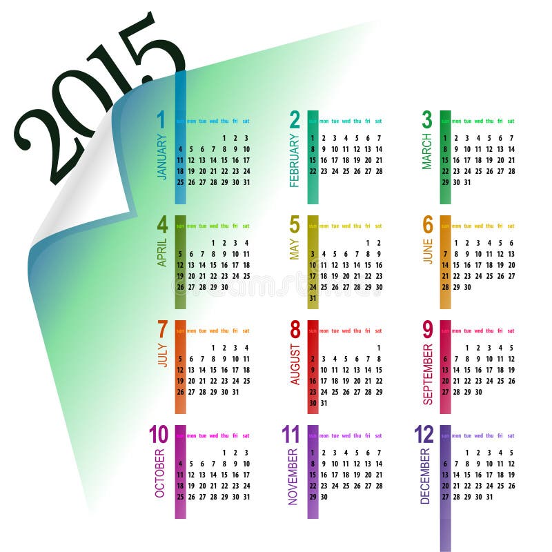 Multicolor 2015 calendar vector illustration