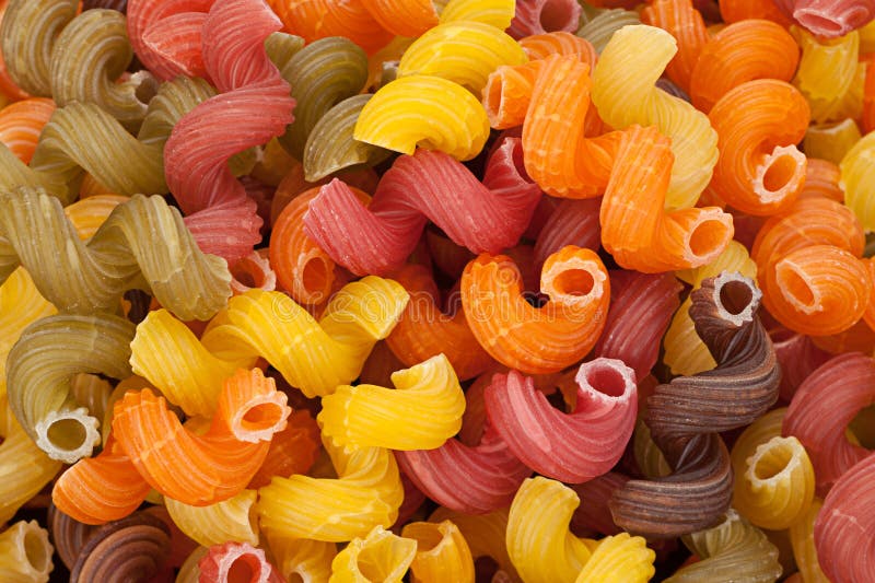 Multicolor Dry Swirl Pasta Background Stock Image Image of noodle