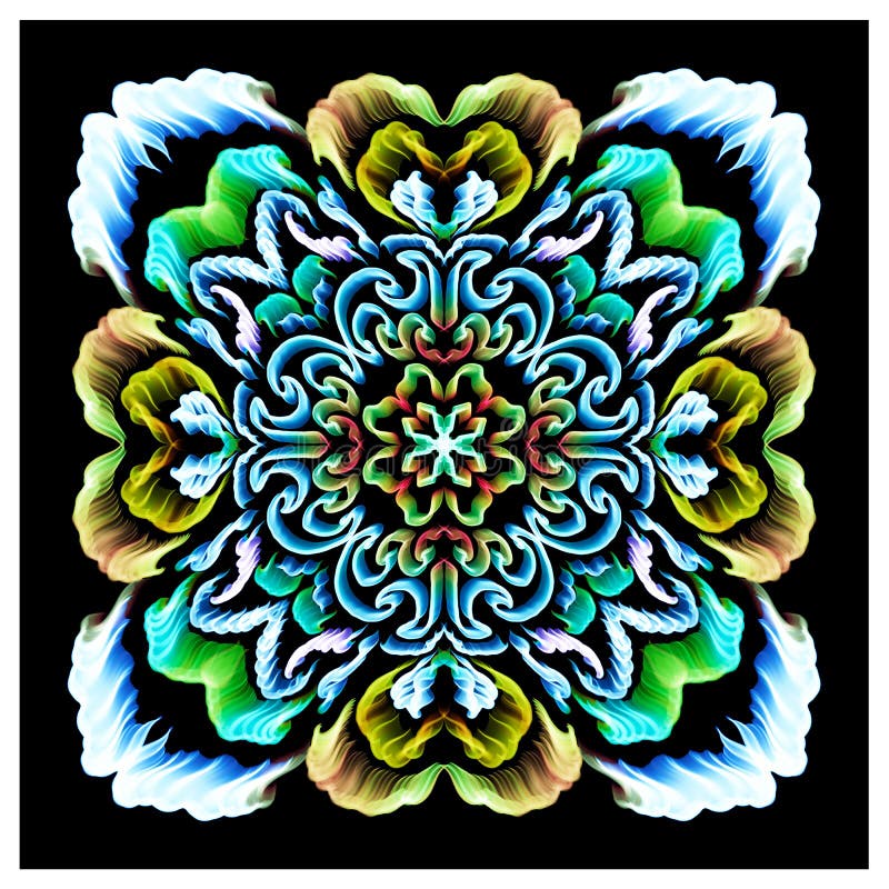 Multicolor element on a black background,abstract pattern,stamp,star,snowflake ,lace vector illustration
