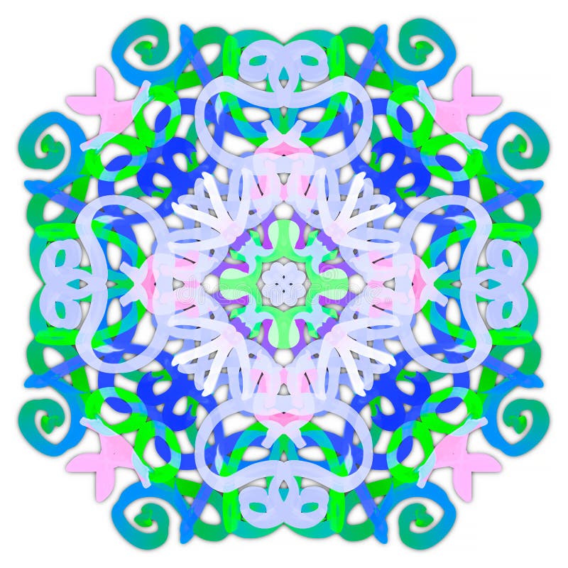 Multicolor element decorative on a white background,abstract pattern,stamp,star,snowflake stock illustration