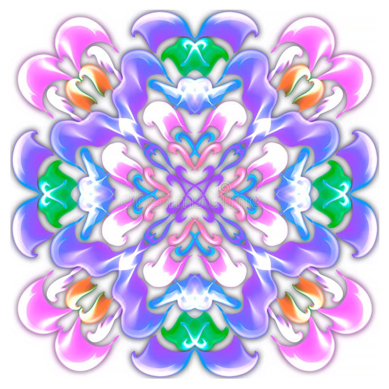 Multicolor element on a white background,abstract pattern,stamp,star,snowflake ,lace stock illustration