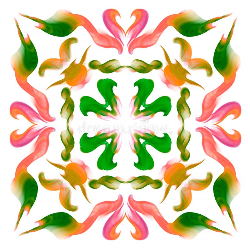 Multicolor element on a white background,abstract pattern,stamp,star,snowflake ,lace stock illustration