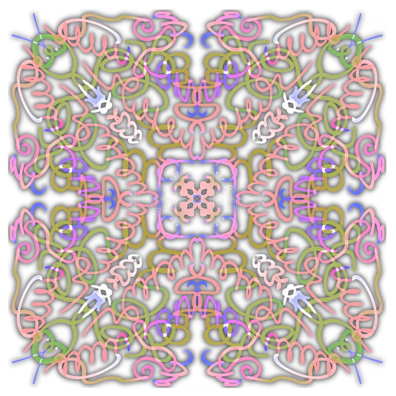 Multicolor element on a white background,abstract pattern,stamp,star,snowflake ,lace royalty free illustration