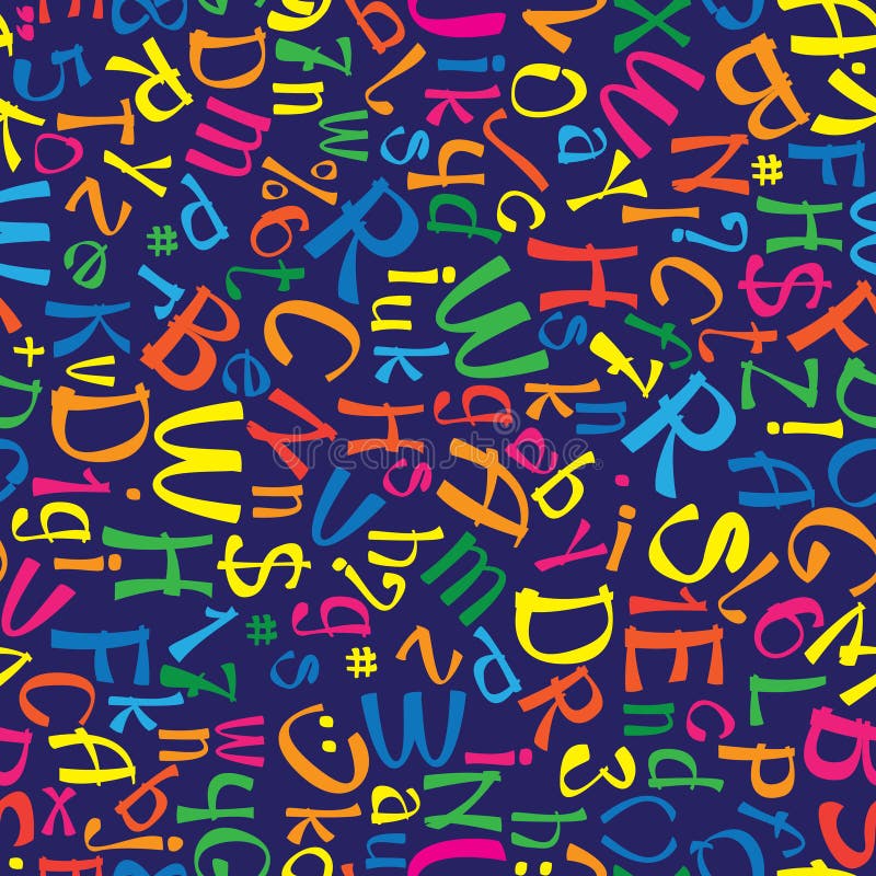 Multicolor english alphabet seamless pattern royalty free illustration