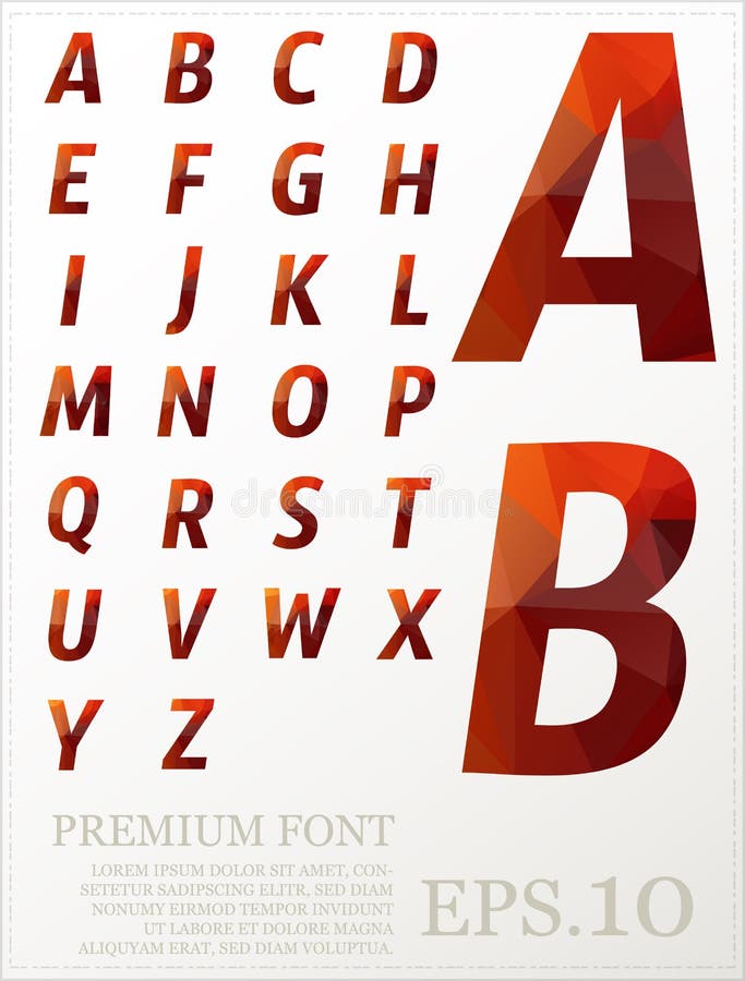 Multicolor font lowpoly style design alphabat polygonal royalty free illustration