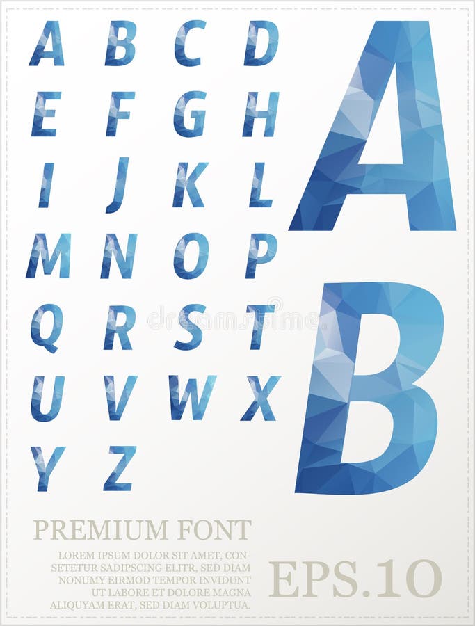 Multicolor font lowpoly style design alphabat polygonal vector illustration