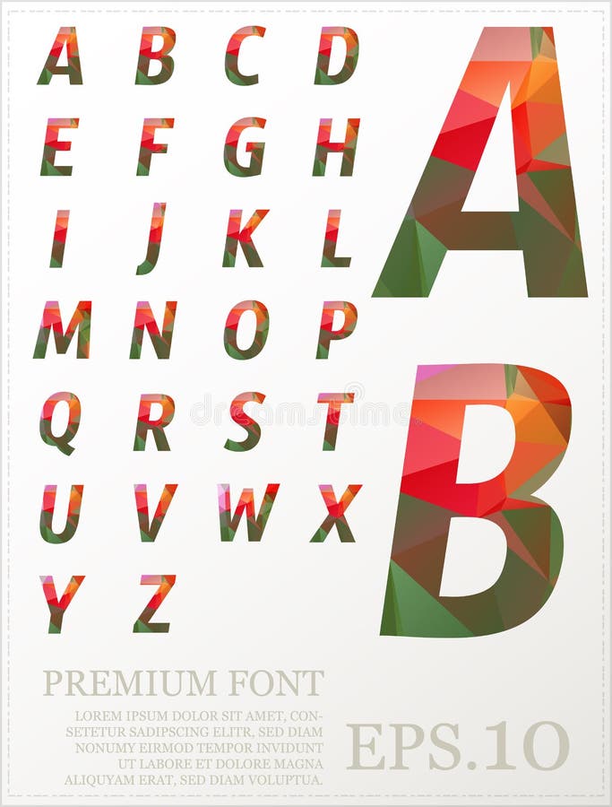 Multicolor font lowpoly style design alphabat polygonal vector illustration