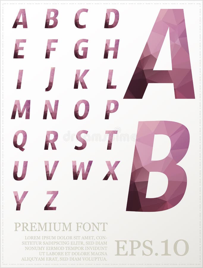 Multicolor font lowpoly style design alphabat polygonal vector illustration