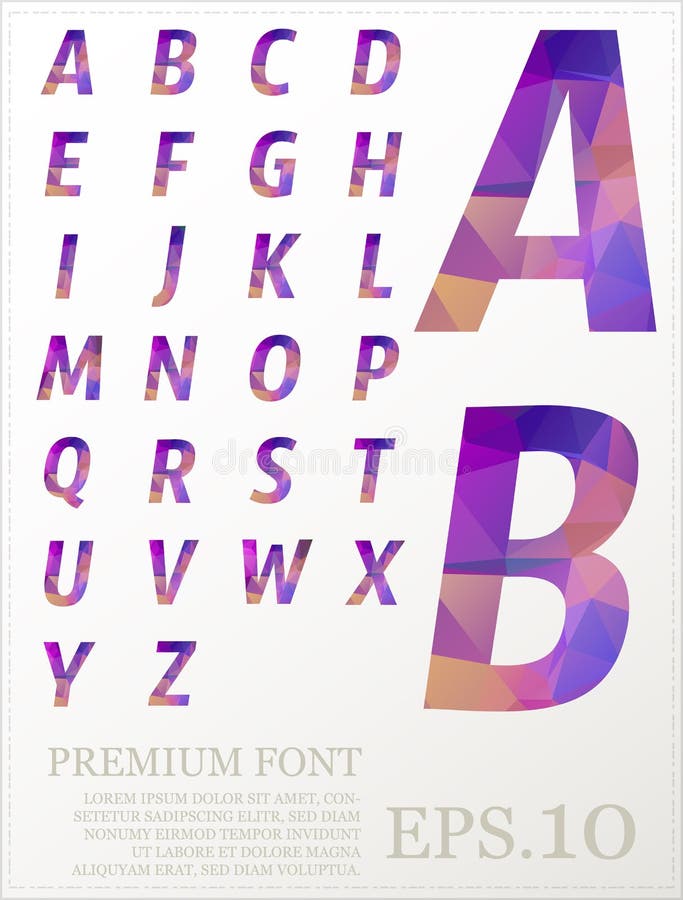 Multicolor font lowpoly style design alphabat polygonal royalty free illustration