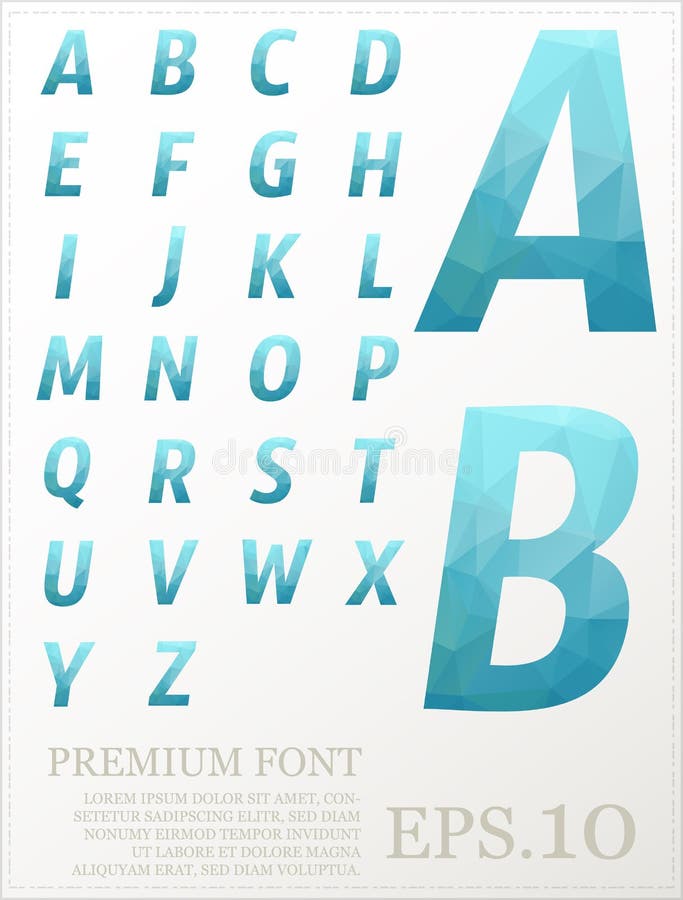 Multicolor font lowpoly style design alphabat polygonal stock illustration