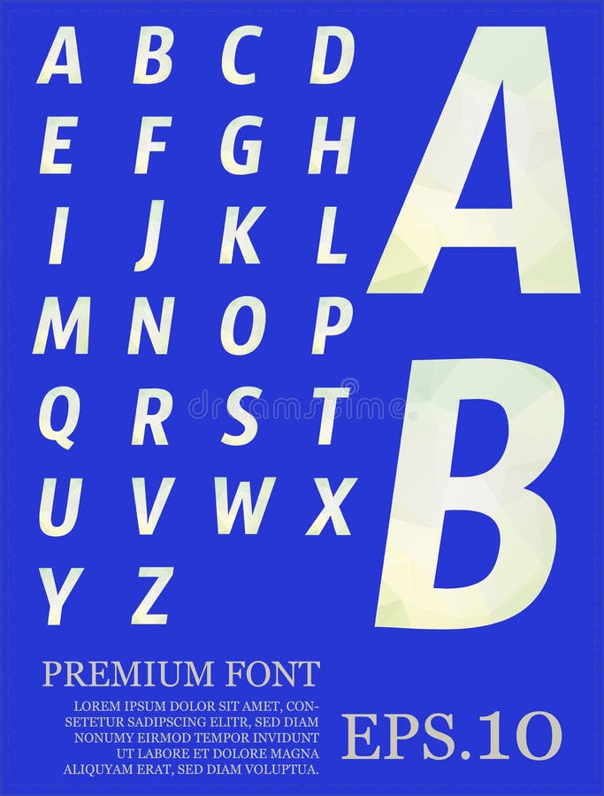 Multicolor font lowpoly style design alphabat polygonal stock illustration