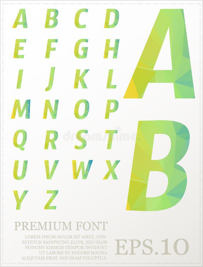 Multicolor font lowpoly style design alphabat polygonal vector illustration