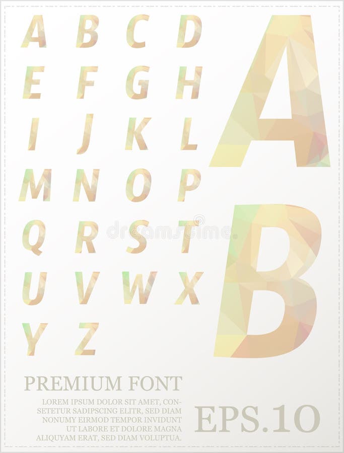 Multicolor font lowpoly style design alphabat polygonal royalty free illustration