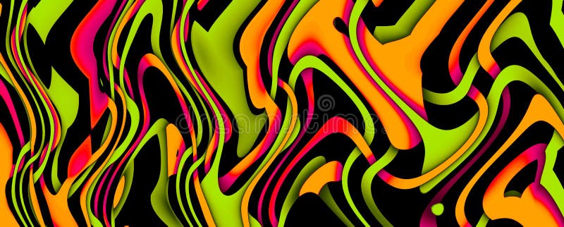 Multicolor glowing twisted lines on black background. Shiny neon lines vector illustration