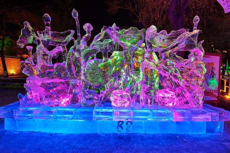 The multicolor ice sculpture