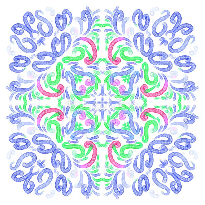 Multicolor lace element on a white background,abstract pattern,stamp,star,snowflakelace royalty free illustration