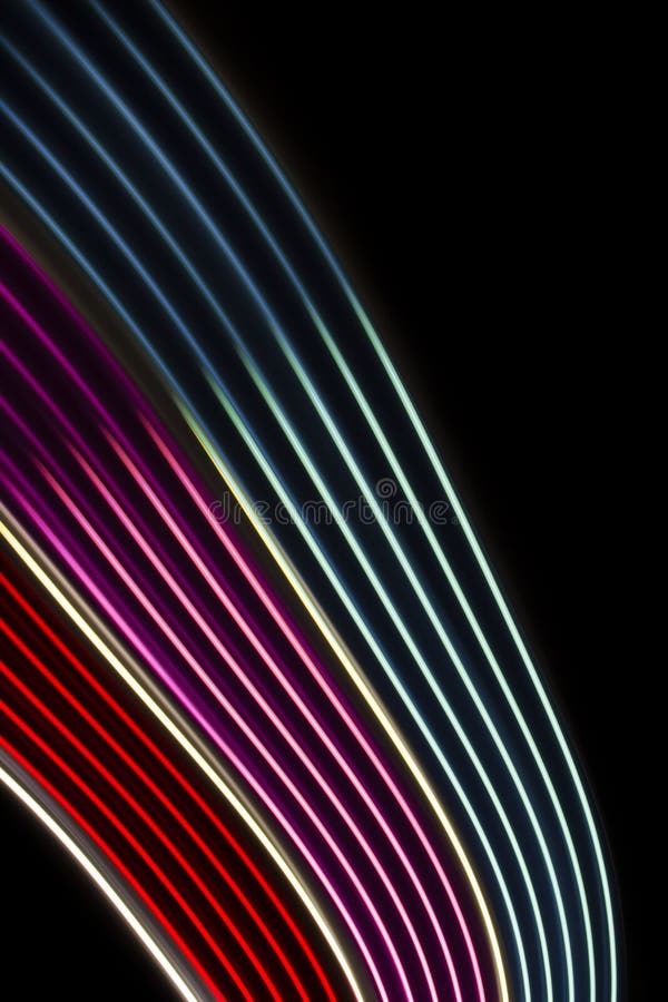 Red, magenta and blue  light curve lines on a black background. Red, magenta and blue  light curve lines on a black background