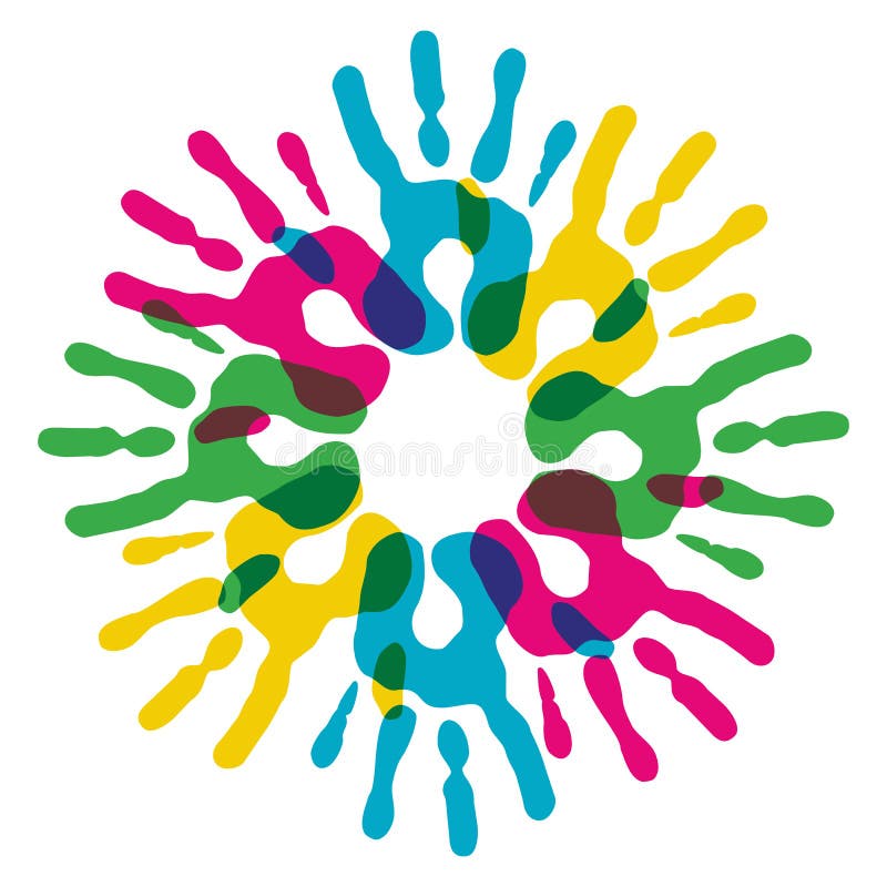 Multicolor mångfald hands cirkeln stock illustrationer Multicolor mångfald hands cirkeln stock illustrationer