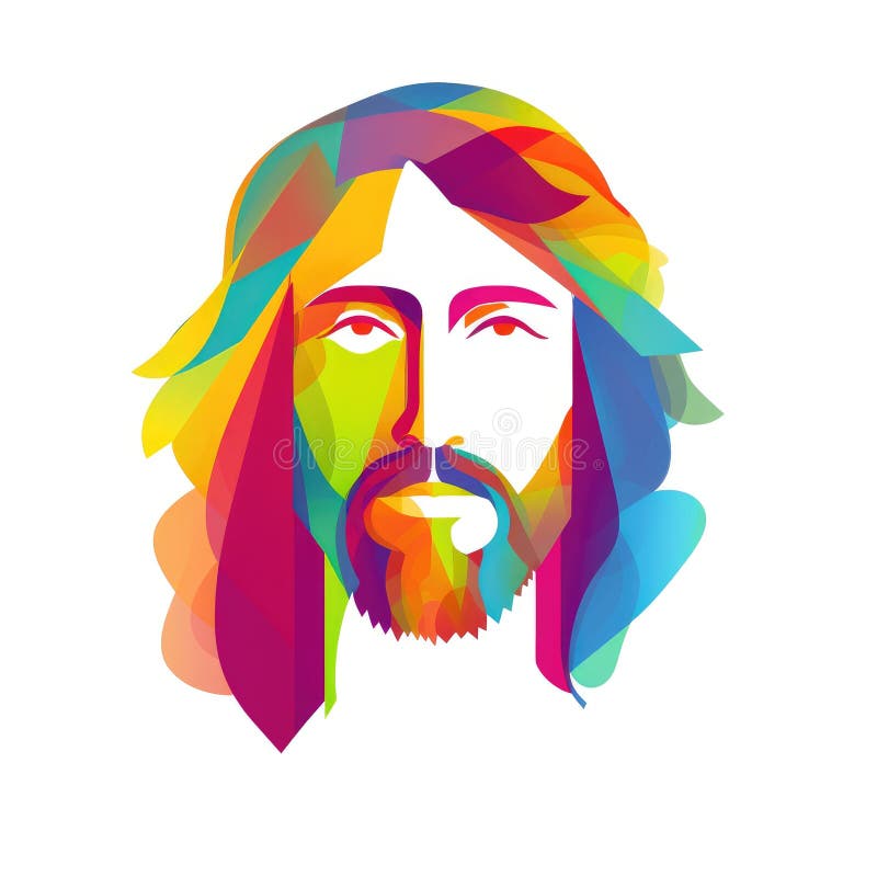 Colorful Abstract Painting of Jesus Christ As a Man with a Mustache ...