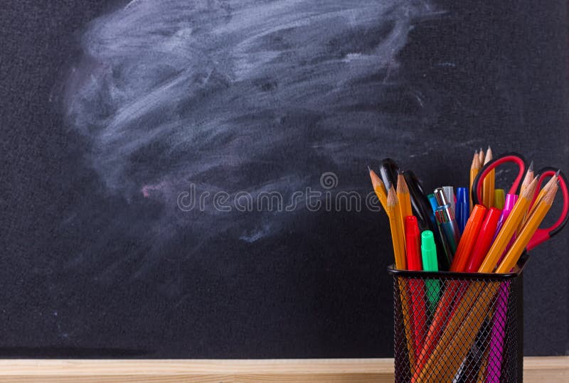 ABC On Chalkboard & Pencils Stock Image Image of chalk, blackboard