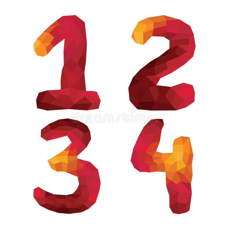 Multicolor Polygons Isolated Numbers 1,2,3,4 Stock Vector - Image: 40908942