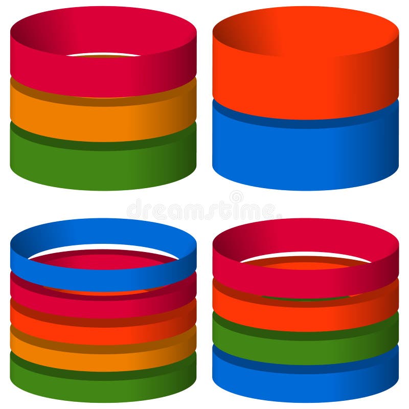 Multicolor segmented 3d cylinders, cylinder icons. Elements for stock illustration Multicolor segmented 3d cylinders, cylinder icons. Elements for stock illustration