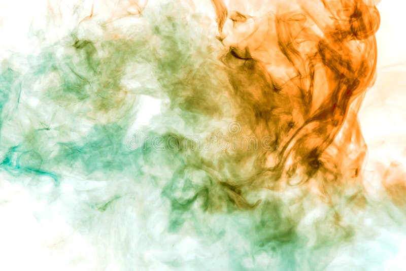 Multicolor, thick smoke, illuminated by colored in green and red light against a white background, welded with clubs and royalty free illustration Multicolor, thick smoke, illuminated by colored in green and red light against a white background, welded with clubs and royalty free illustration