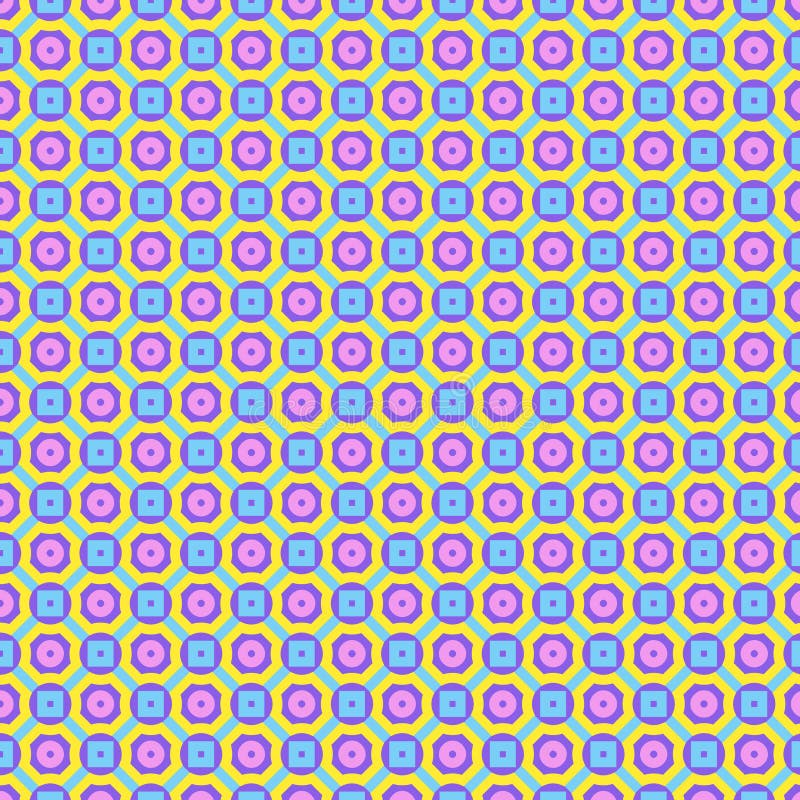 Modern bright joyful positive geometric checkered seamless pattern Abstract bright pink, yellow, blue, violet Bubble gum color style Simple round, square, octagon, polygon shapes. Modern bright joyful positive geometric checkered seamless pattern Abstract bright pink, yellow, blue, violet Bubble gum color style Simple round, square, octagon, polygon shapes