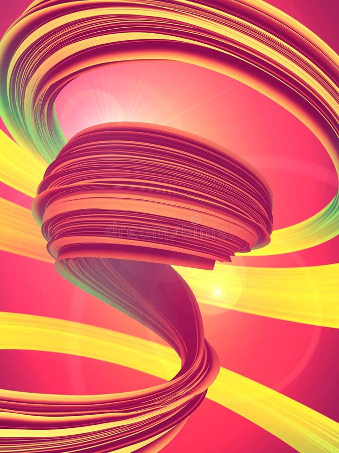 Multicolored twisted shape. Computer generated abstract geometric 3D render illustration stock illustration