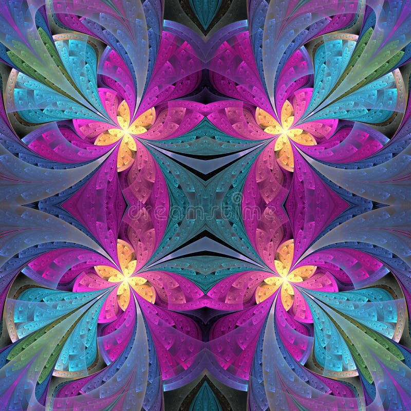 Multicolored bloemenpatroon in de stijl van het gebrandschilderd glasvenster U kunt het voor uitnodigingen, notitieboekjedekking, vector illustratie Multicolored bloemenpatroon in de stijl van het gebrandschilderd glasvenster U kunt het voor uitnodigingen, notitieboekjedekking, vector illustratie