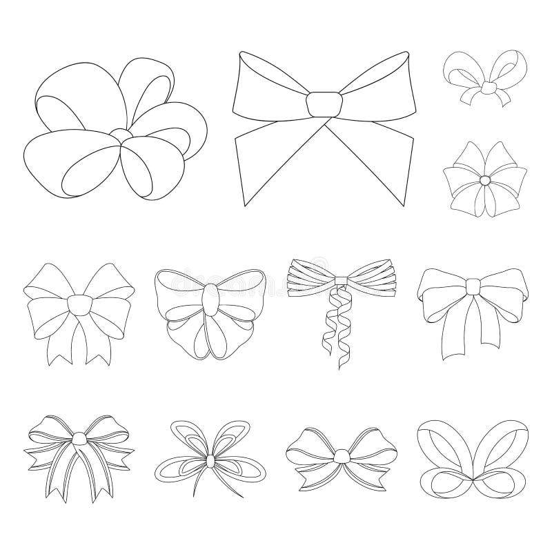 Multicolored Bows Outline Icons in Set Collection for Design.Bow for ...