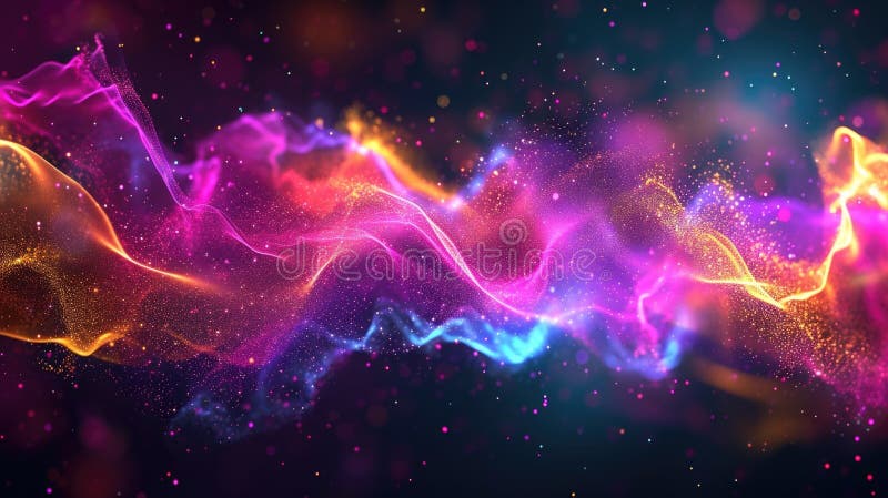 Explozii multicolore de energie care ies de pe placa de difuzor, care se intersectează cu grație pentru a crea modele dinamice de royalty free stock photography