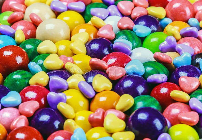 Multicolored candy and chewing gum background