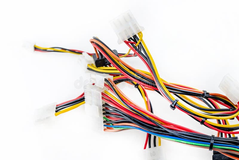 Multicolored Computer Wires for Power Supply of Peripherals Stock Image