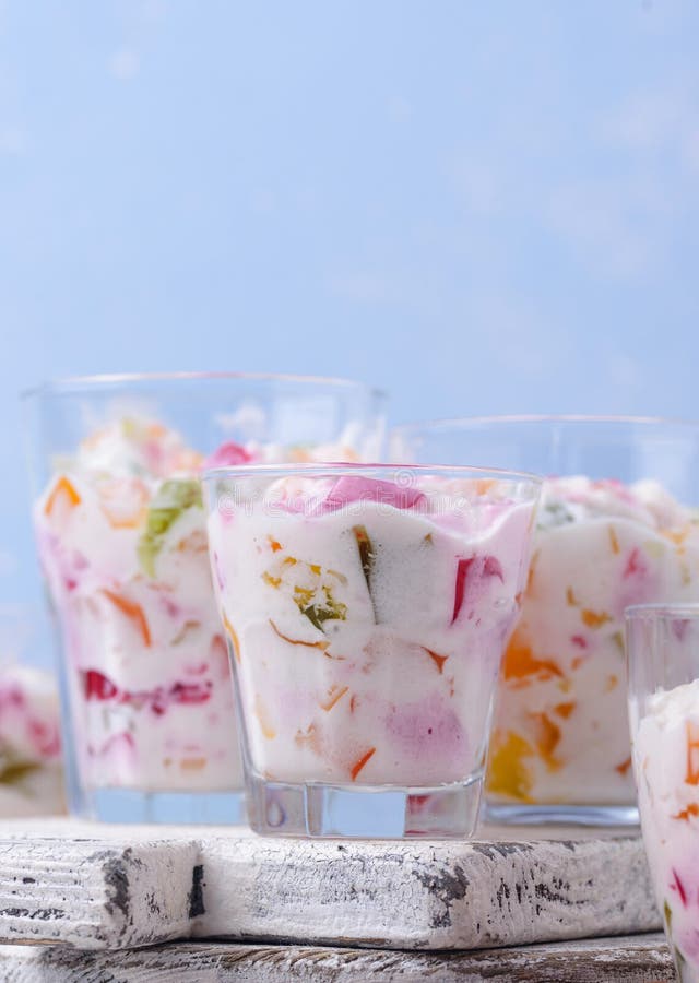 Multicolored Dessert with Fruit Jelly Stock Image Image of tropical