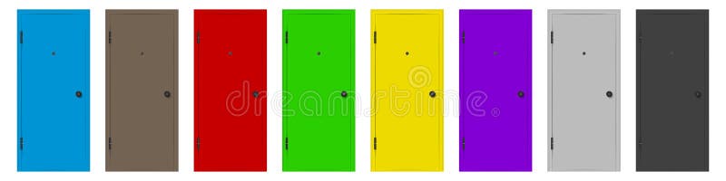 Multicolored door set, vector illustration