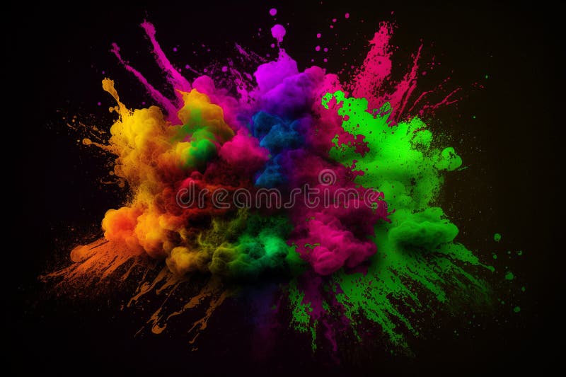 Multicolored Explosion of Rainbow Holi Powder Paint Stock Illustration Illustration of splash