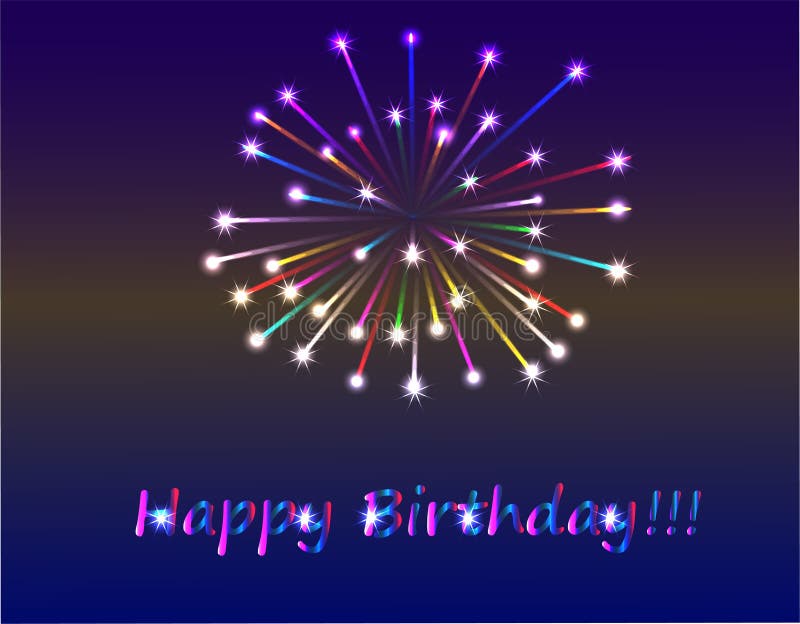 Multicolored fireworks in honor of the birthday. vector illustration
