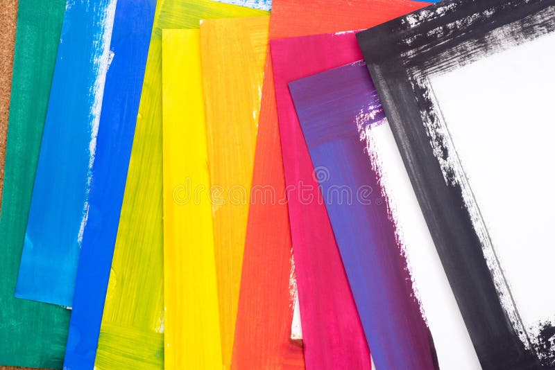 Multicolored geschilderde document bladen stock foto's Multicolored geschilderde document bladen stock foto's