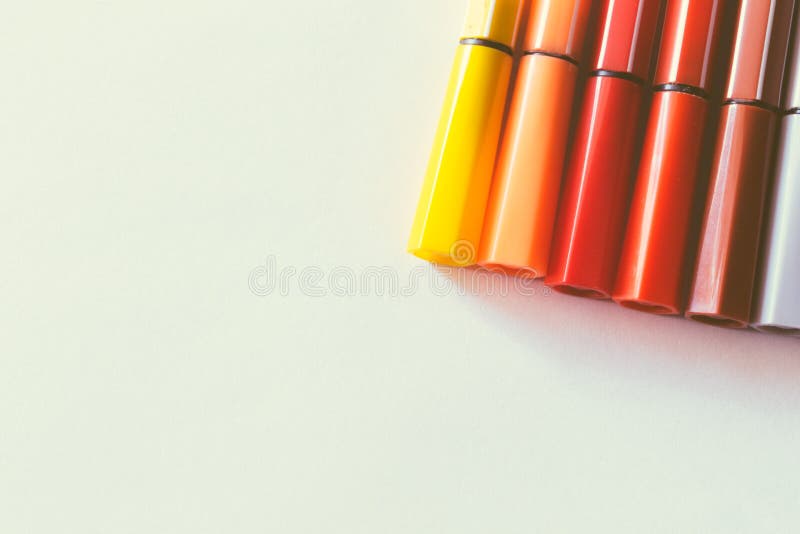 Multicolored of magic colors colours for paint or draw on paper with copy space and vintage color effect royalty free stock photos