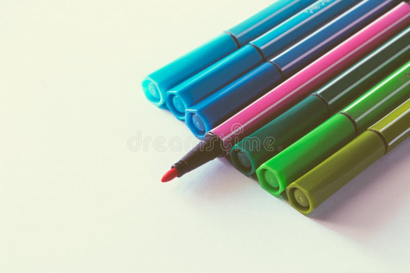 Multicolored of magic colors colours for paint or draw on paper with copy space and vintage color effect royalty free stock photos