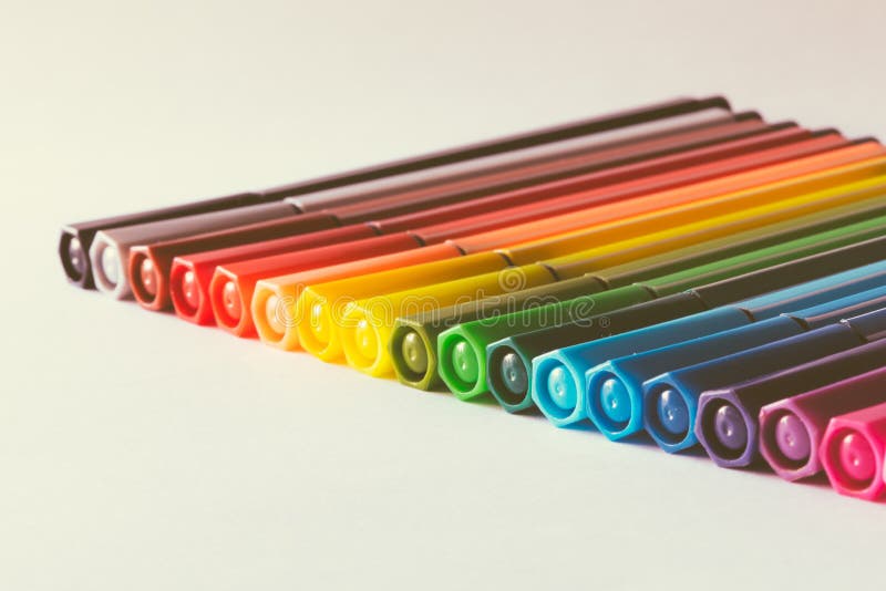 Multicolored of magic colors colours for paint or draw on paper with copy space and vintage color effect royalty free stock photo