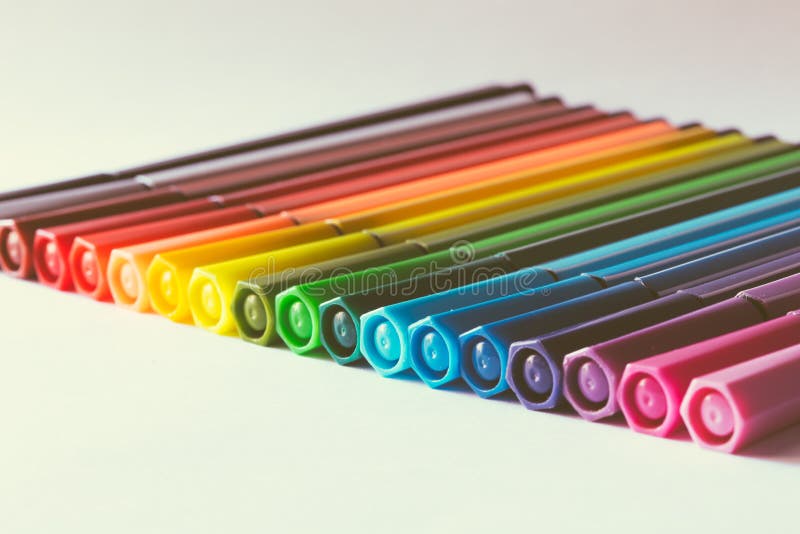 Multicolored of magic colors colours for paint or draw on paper with copy space and vintage color effect royalty free stock photos