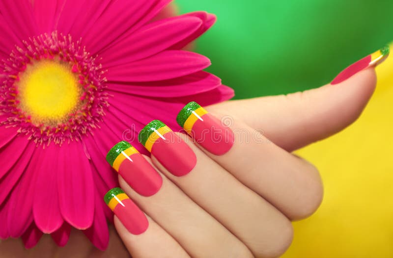 Multicolored manicure .