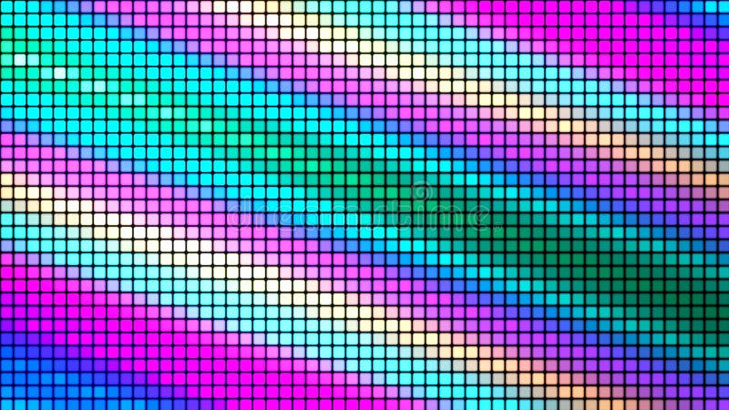 Multicolored mosaic background in technology concept. Abstract rainbow LED squares. Technology digital square color royalty free illustration