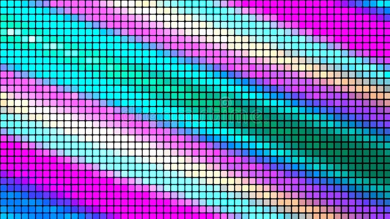Multicolored mosaic background in technology concept. Abstract rainbow LED squares. Technology digital square color stock illustration