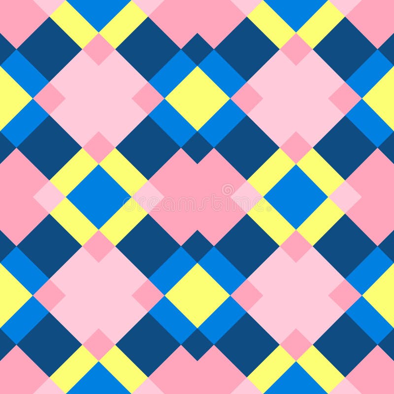 Multicolored Pattern of Diamonds, Checkered Ornament of Squares Stock