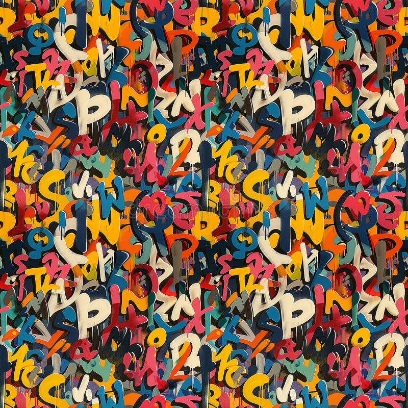 Multicolored Pattern of Letters and Numbers royalty free stock photo